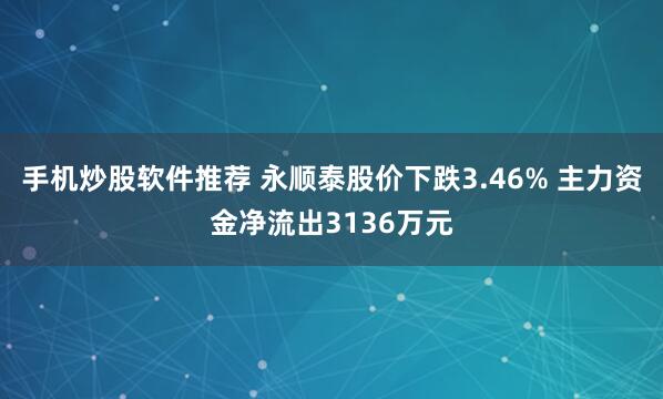 手机炒股软件推荐 永顺泰股价下跌3.46% 主力资金净流出3136万元