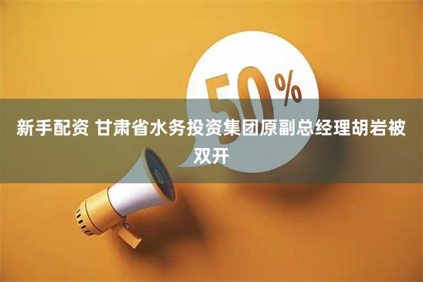 新手配资 甘肃省水务投资集团原副总经理胡岩被双开