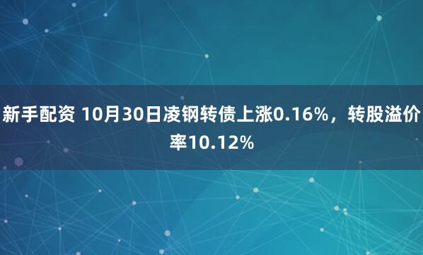 新手配资 10月30日凌钢转债上涨0.16%，转股溢价率10.12%